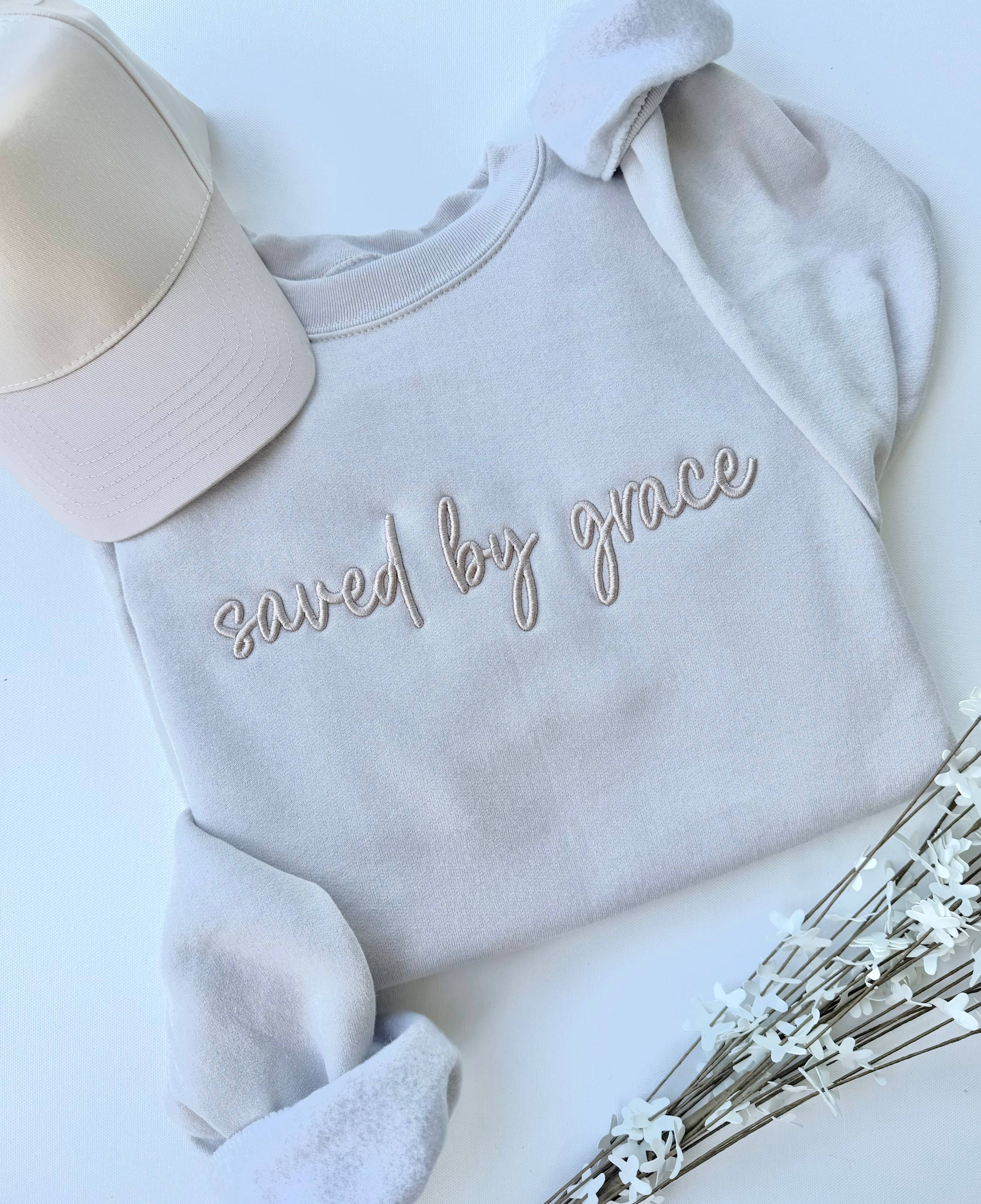 Saved By Grace Embroidered Sweatshirt