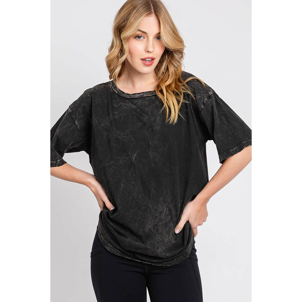 OVERSIZED MINERAL WASHED TEE: MINERAL VINTAGE BLUE / XL