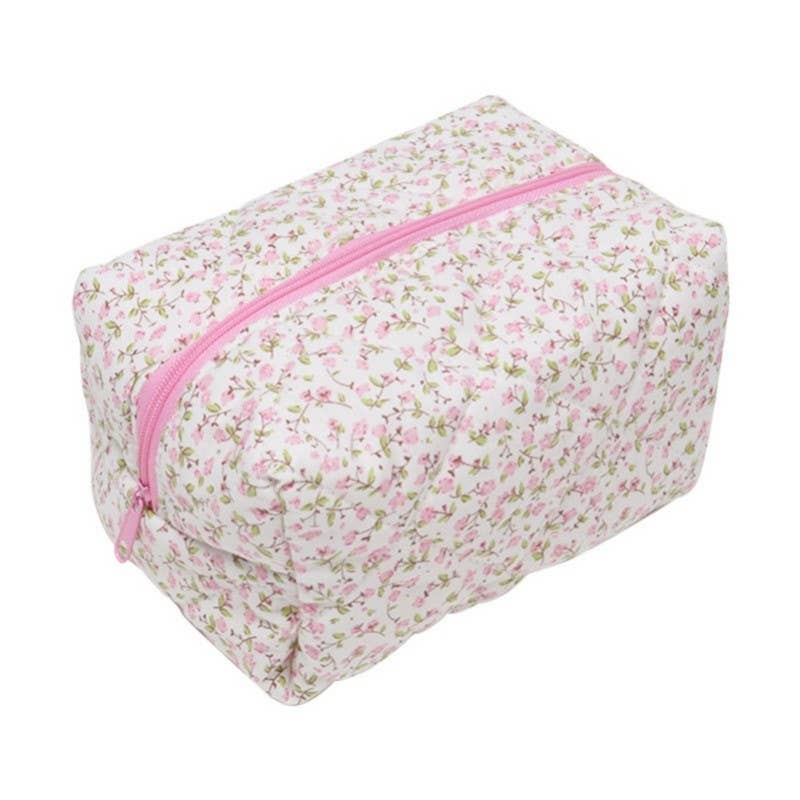 DITSY QUILTED COTTON FLORAL COSMETIC POUCH BAG