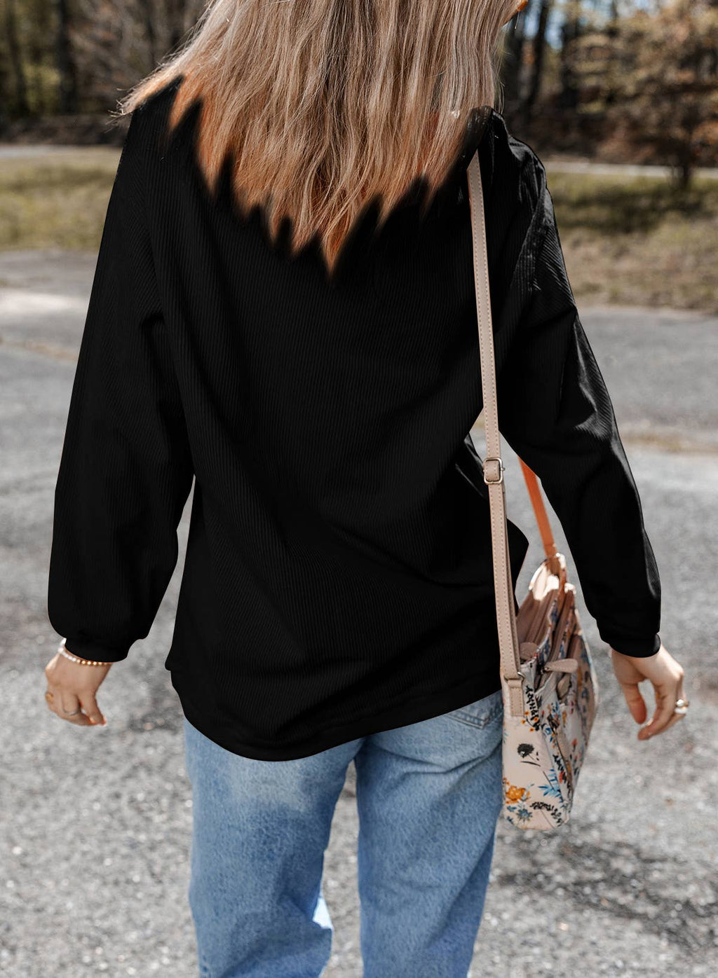 Game Day Oversized Ribbed Sweatshirt with Embroidery