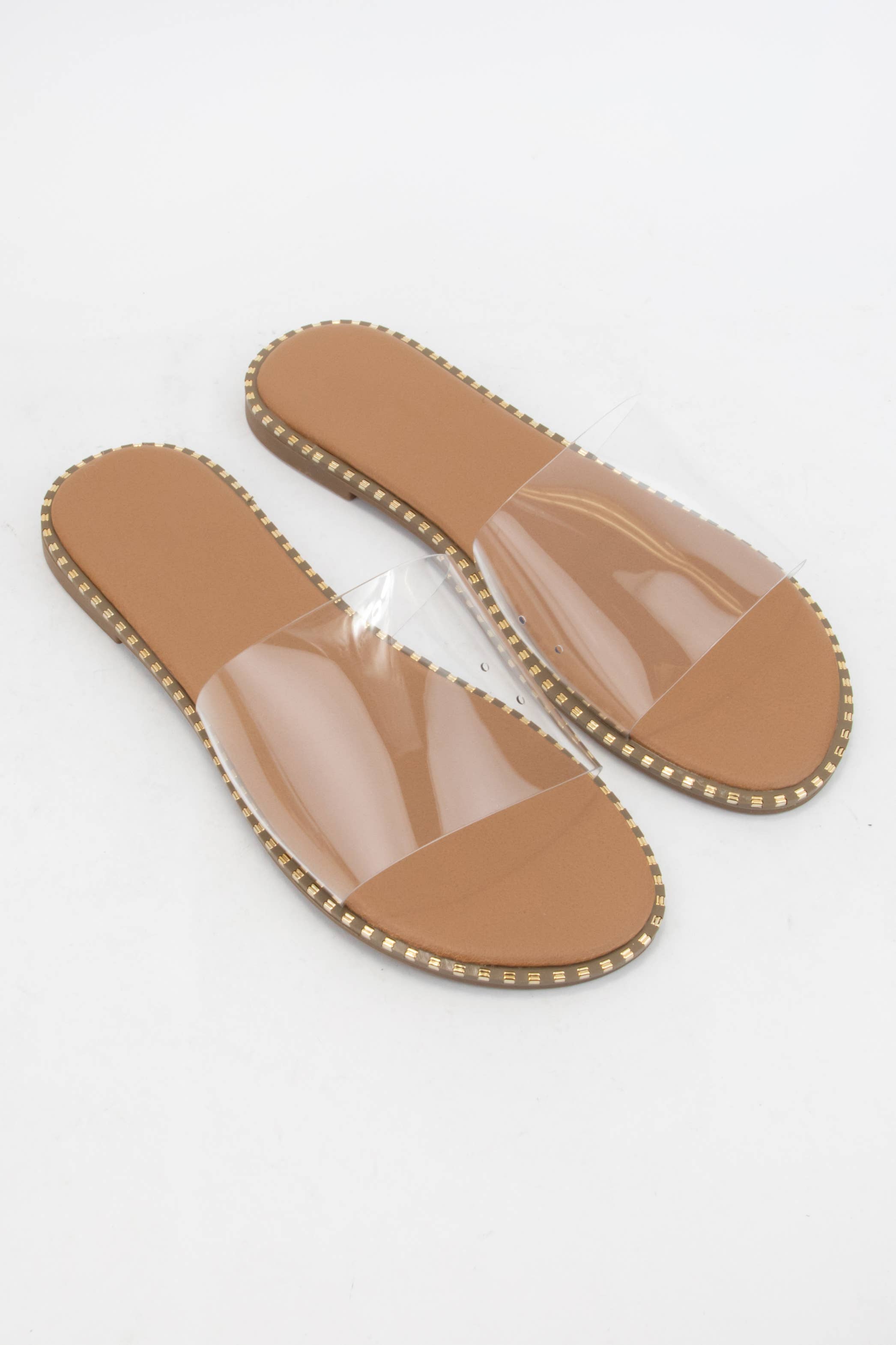 MICAH-1 METAL TIP EMBELLISHED OUTSOLE SLIDE SANDAL: NUDE