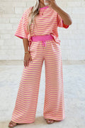 LDC Stripe Drop Shoulder Boxy Casual Terry Short Set