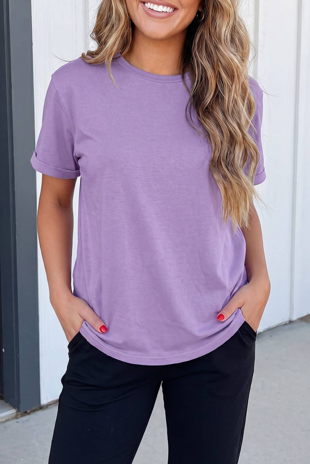 LAS Casual Plain Simple Tee (S-3XL): Light Blue / S