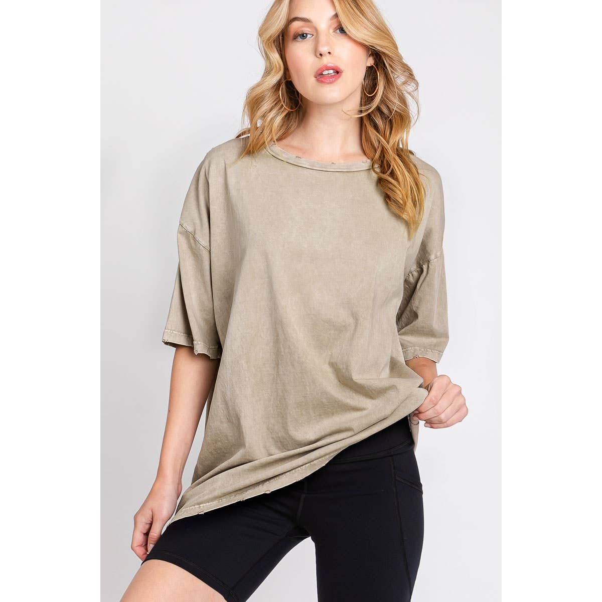 OVERSIZED MINERAL WASHED TEE: MINERAL VINTAGE BLUE / XL