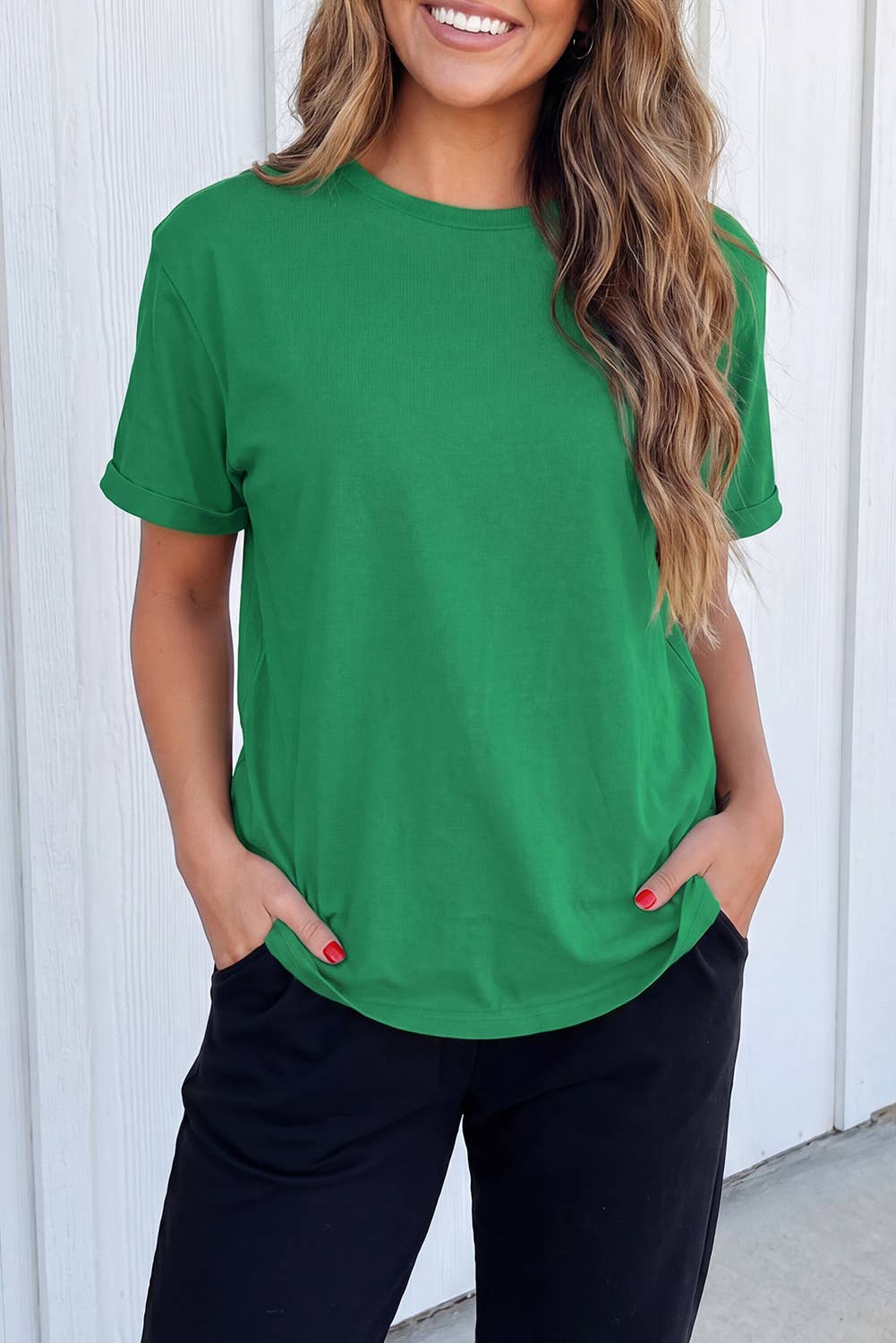 LAS Casual Plain Simple Tee (S-3XL): Pink / M