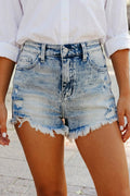 Distressed Acid Wash Denim Hot Shorts: Beau Blue / 6