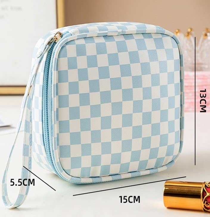 TRAVEL CHECKER GINGHAM MAKEUP COSMETIC POUCH BAG