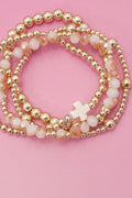 BOHO CROSS MULTI  COLORFUL BEADED STRETCH BRACELET