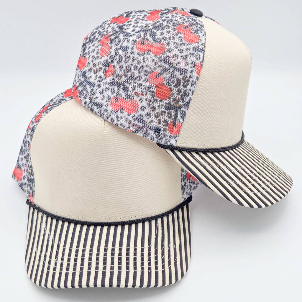 Cherry Seersucker Blank Hats
