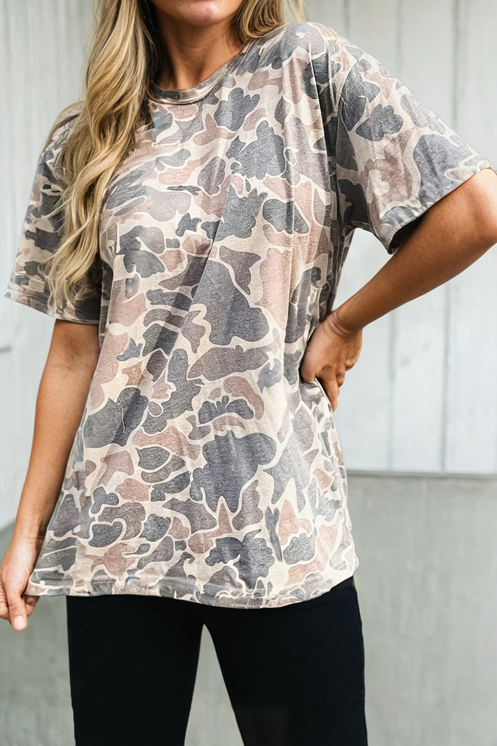 LAS Retro Camouflage Custom Women Casual T Shirt (S-4X): Multicolour / Missy / L