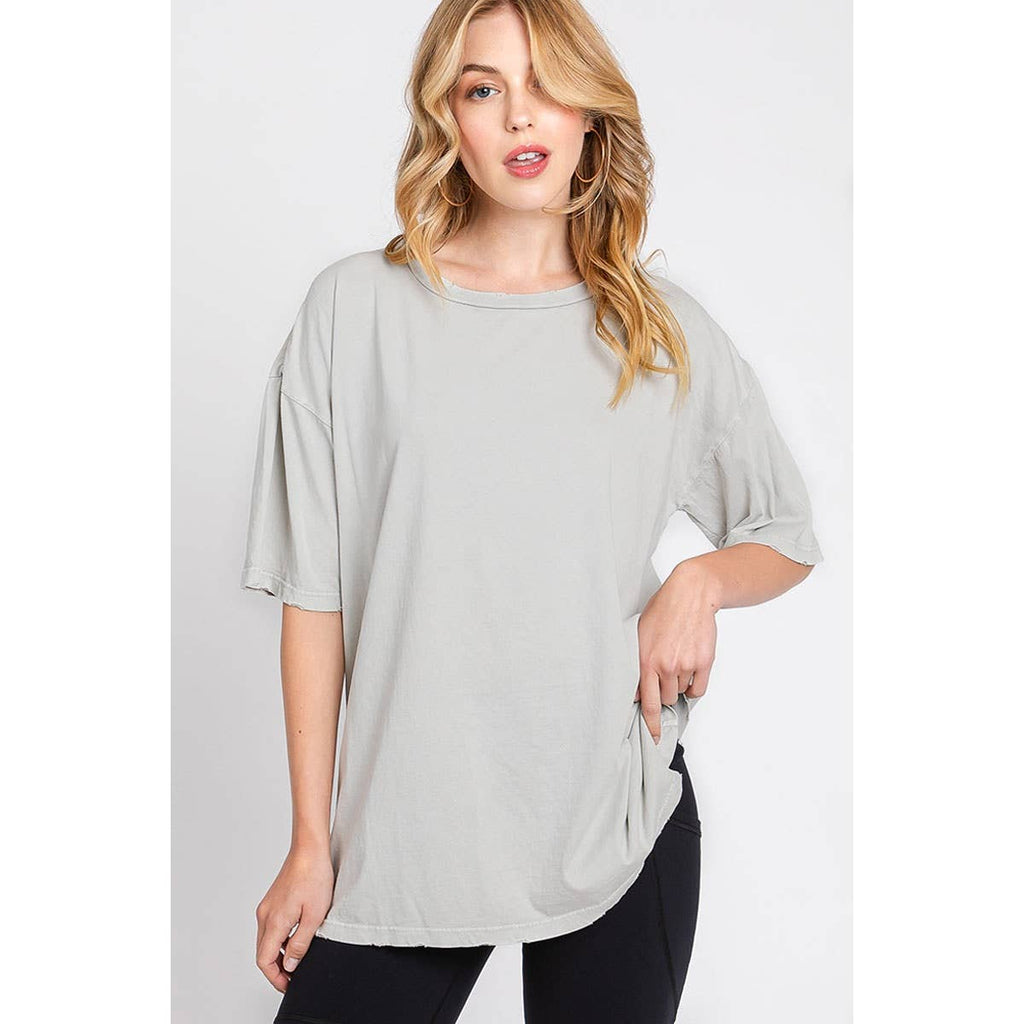 OVERSIZED MINERAL WASHED TEE: MINERAL VINTAGE BLUE / XL