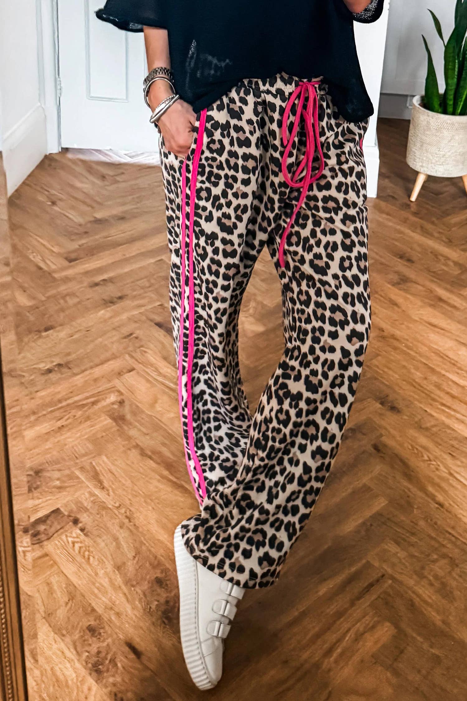 LDC Casual Shift Leopard Full-length High Waist Pants
