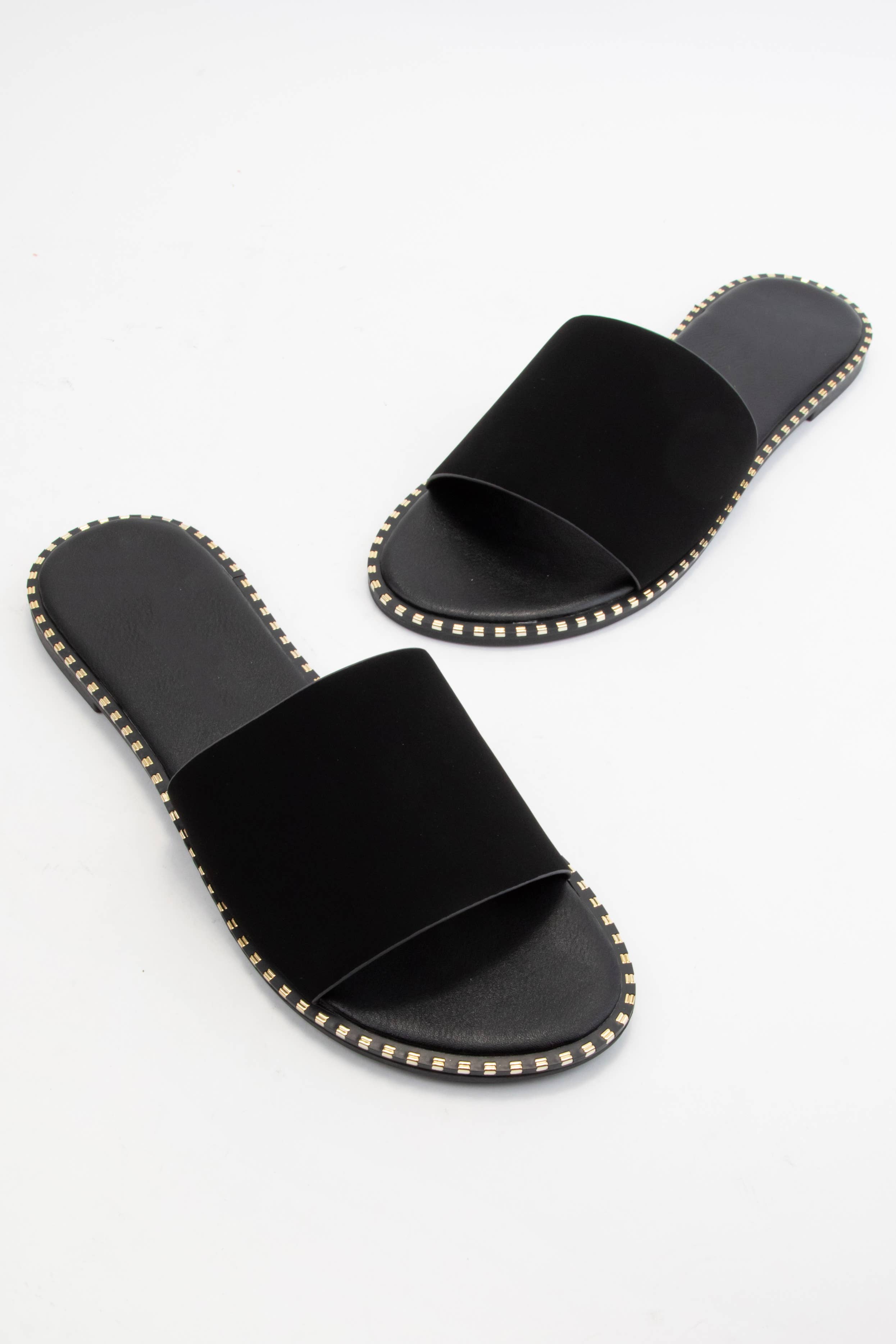 MICAH-1 METAL TIP EMBELLISHED OUTSOLE SLIDE SANDAL: NUDE