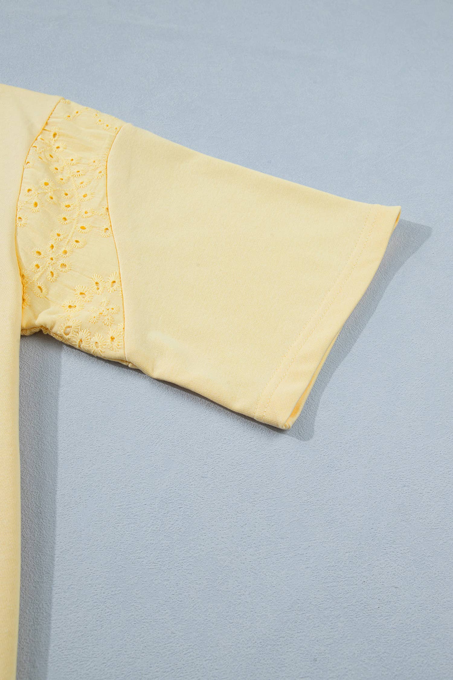 Yellow Eyelet Lace Lounge Set Oversized Tee Pants