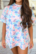 Camouflage Print Preppy Fashion Tunic Tee: Multicolour / XL