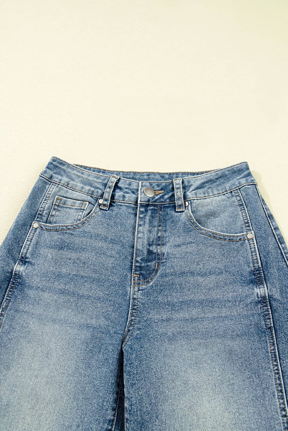 Vintage Washed Seam Detail Shift Jeans: Blue / Missy / 6
