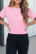 LAS Casual Plain Simple Tee (S-3XL): Pink / L