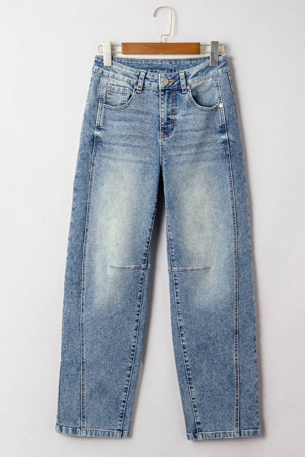 Vintage Washed Seam Detail Shift Jeans: Blue / Missy / 6