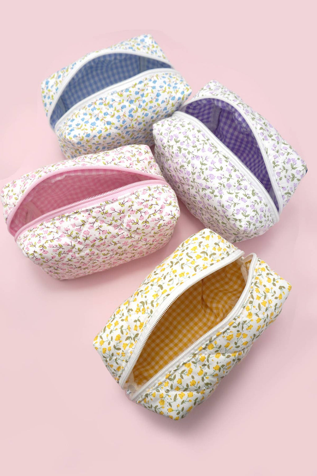 DITSY QUILTED COTTON FLORAL COSMETIC POUCH BAG