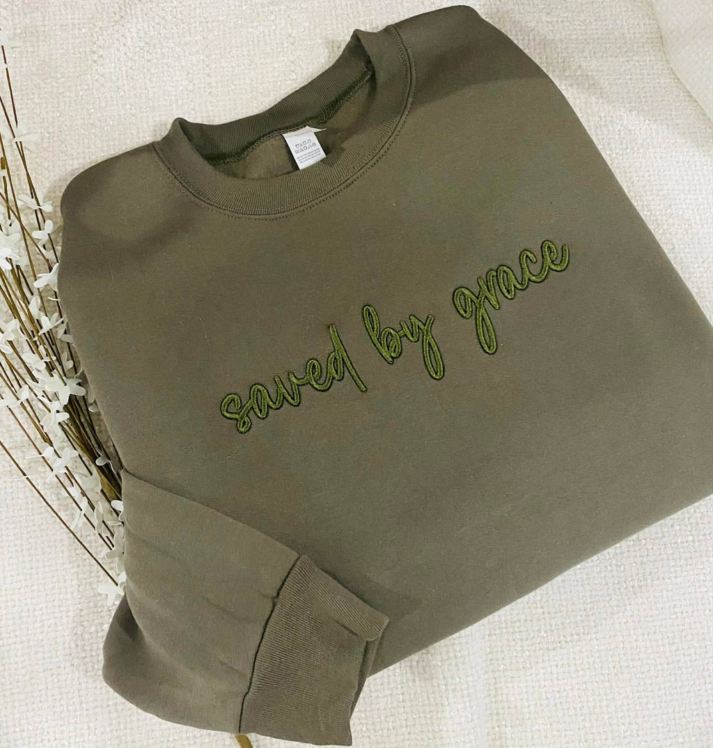Saved By Grace Embroidered Sweatshirt