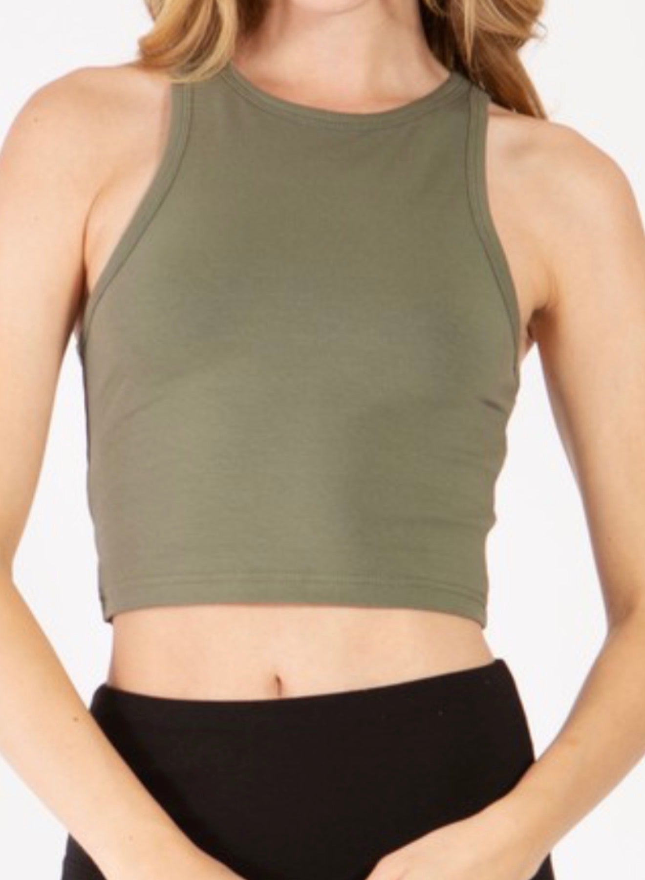 High-Neck sleeveless crop tank top