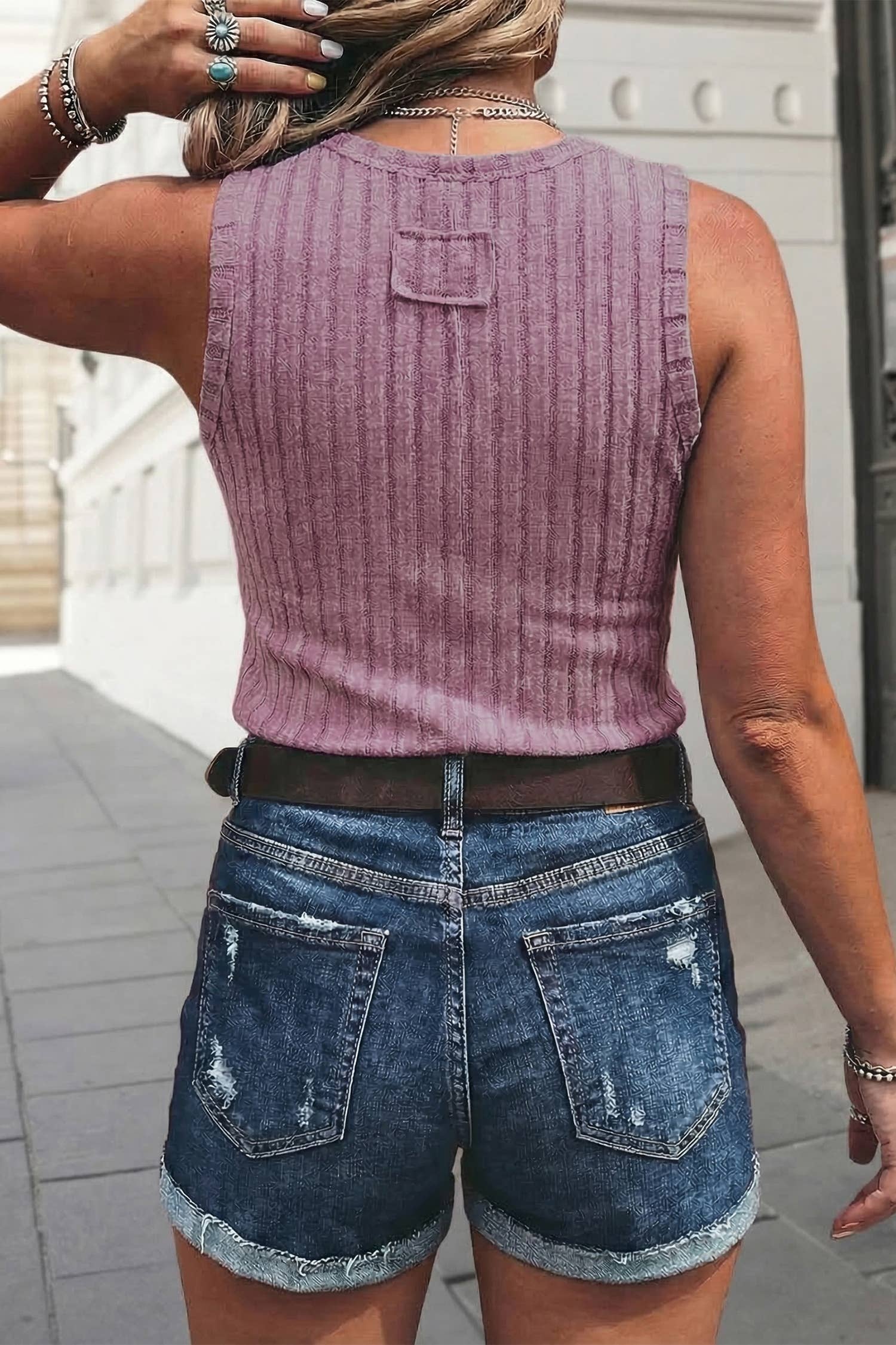 Western Mineral Wash Slim Fit Ribbed Tank Top | S-XL: Camel / XL
