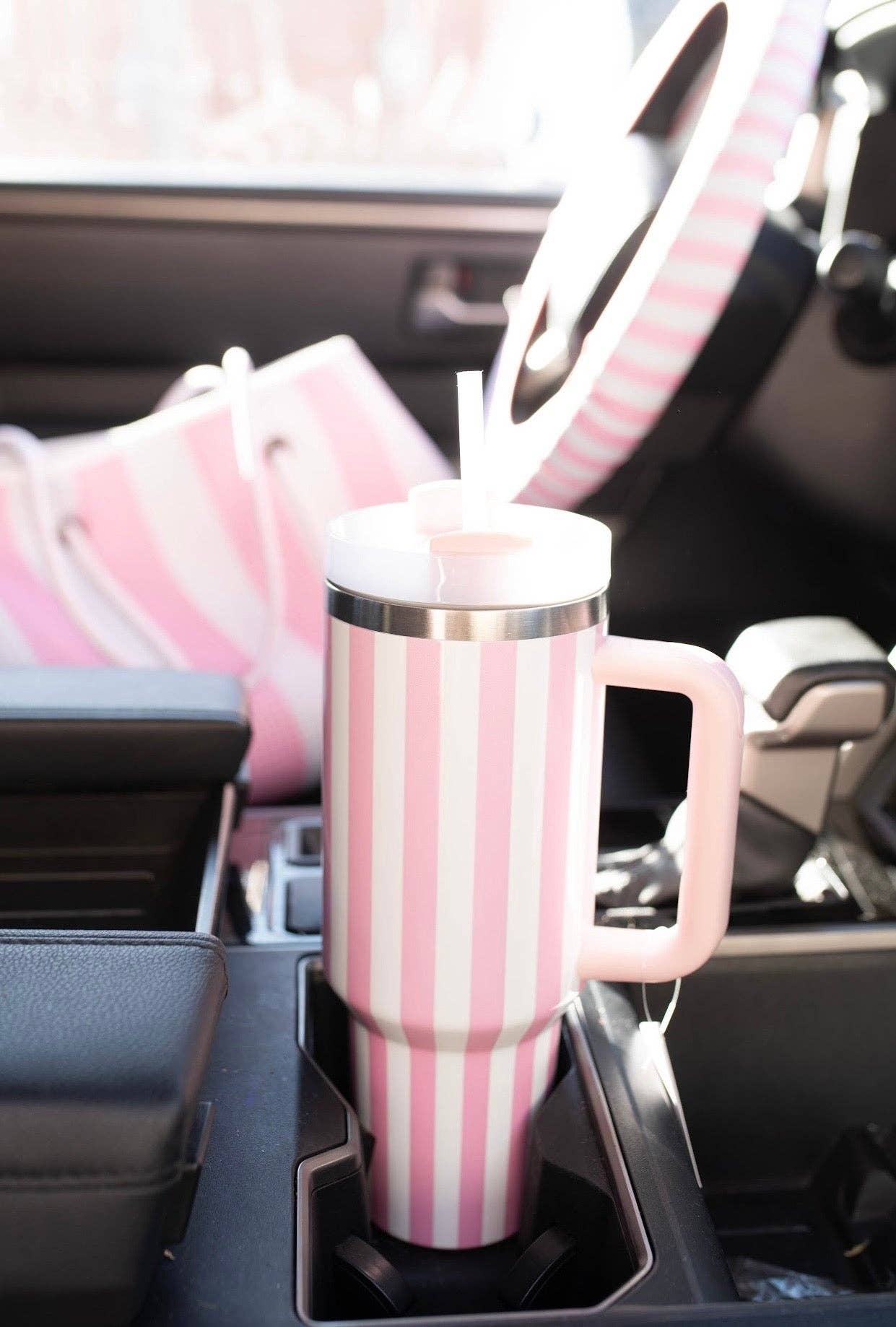 Large Tote in Pink Striped