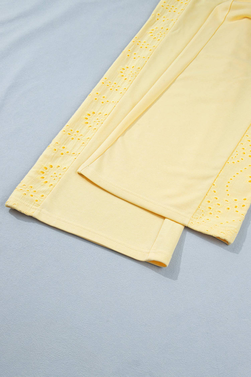 Yellow Eyelet Lace Lounge Set Oversized Tee Pants