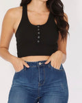 Ribbed Crop Henley tank top