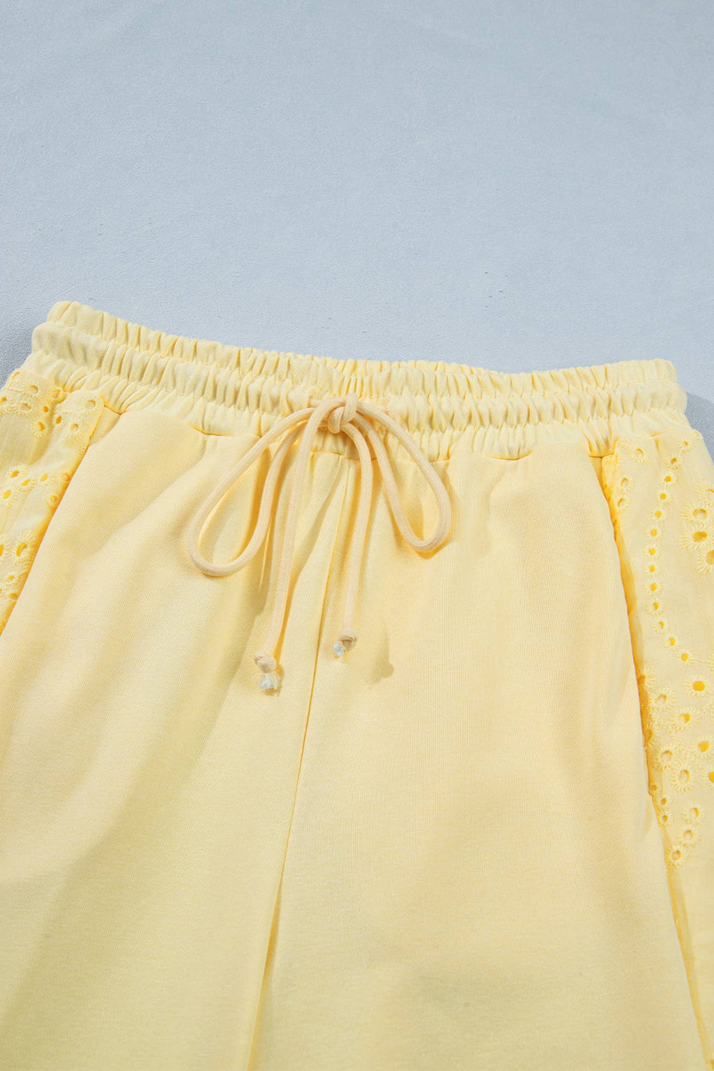 Yellow Eyelet Lace Lounge Set Oversized Tee Pants