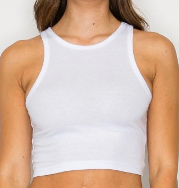 High-Neck sleeveless crop tank top