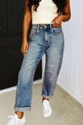 Vintage Washed Seam Detail Shift Jeans: Blue / Missy / 14
