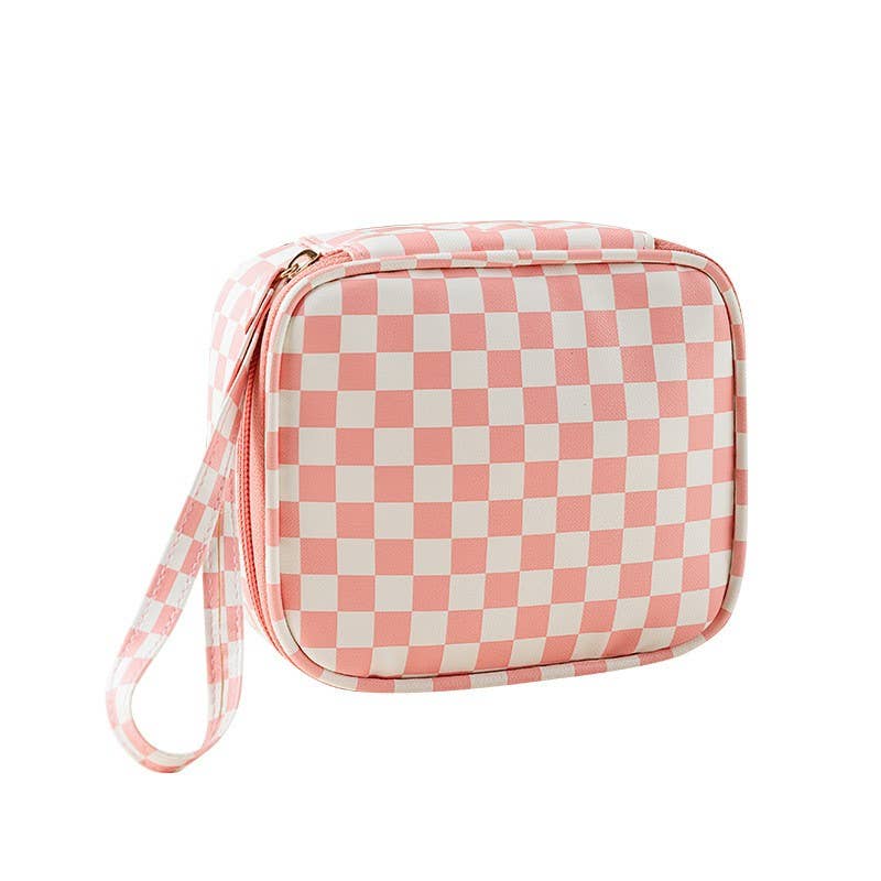 TRAVEL CHECKER GINGHAM MAKEUP COSMETIC POUCH BAG