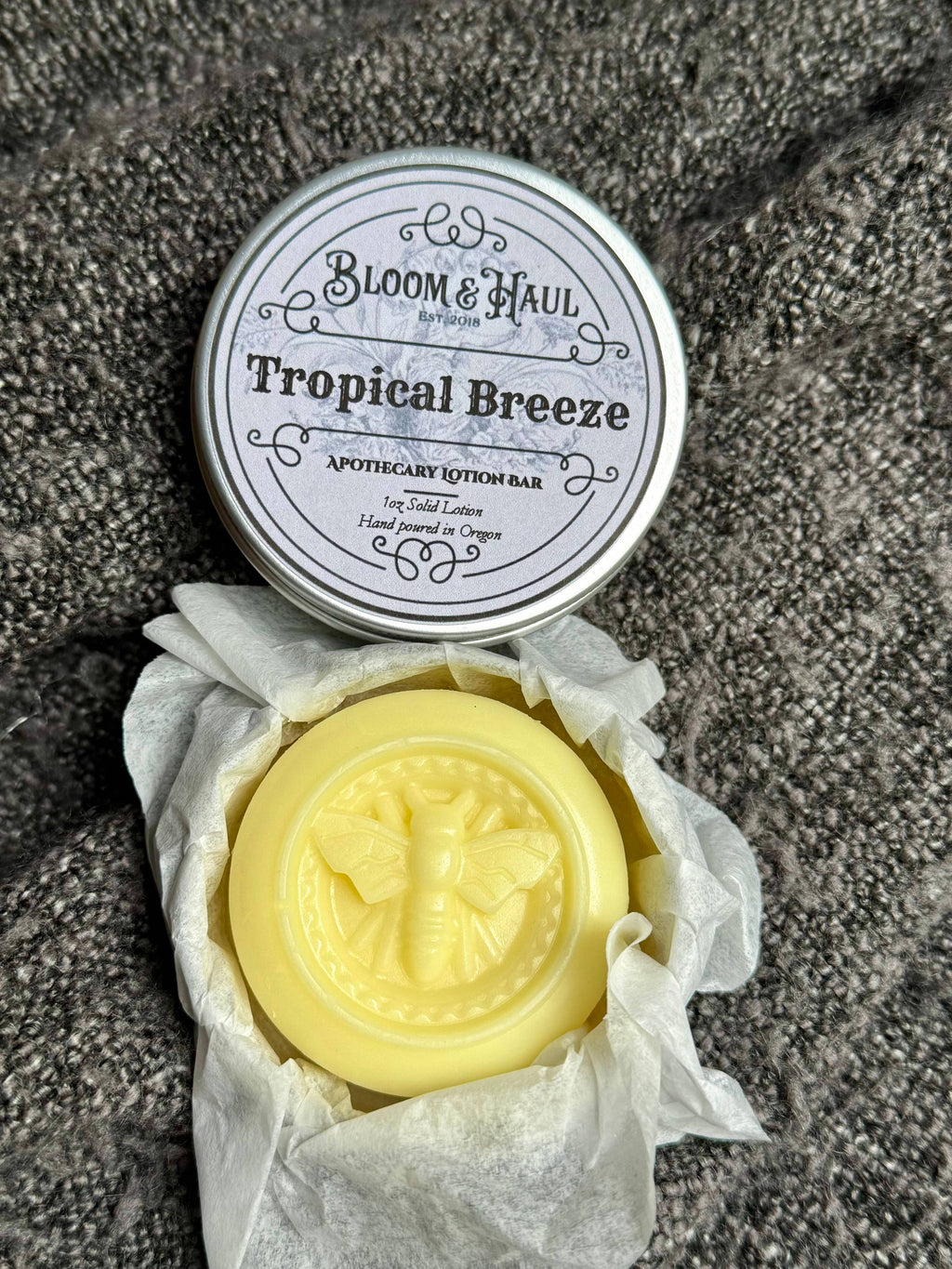 Solid Beeswax Lotion Bar – Eco-Friendly - Includes Tin: Honeysuckle