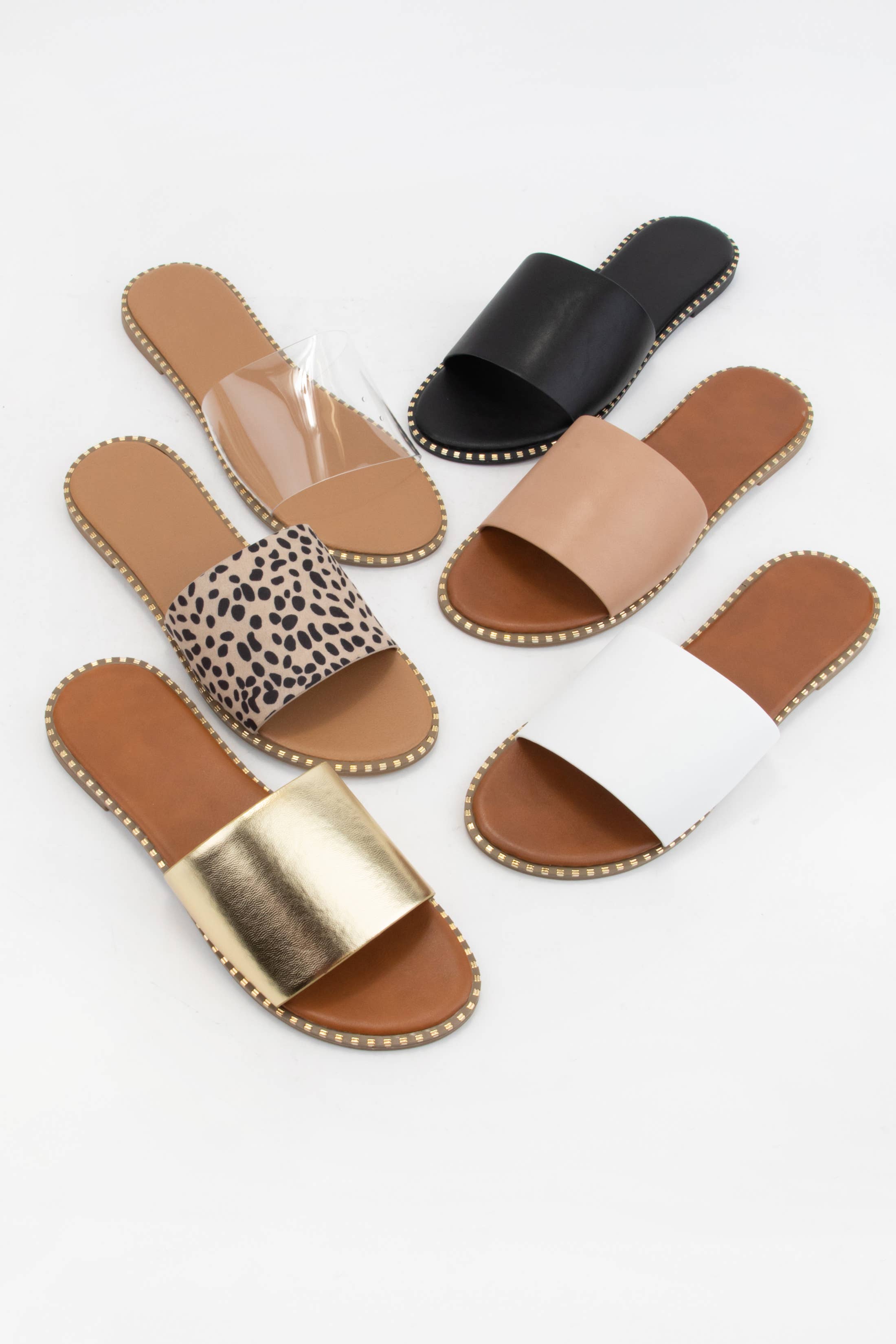 MICAH-1 METAL TIP EMBELLISHED OUTSOLE SLIDE SANDAL: NUDE