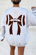 Gray Pearl Football Bows Game Day Embroider Sweatshirt