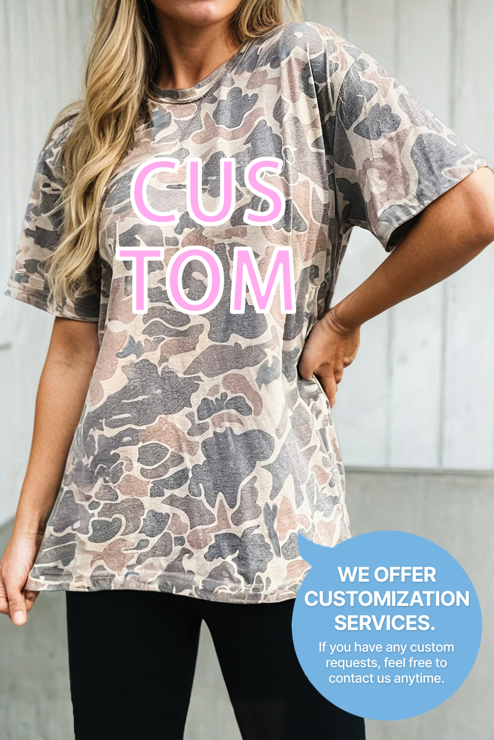 LAS Retro Camouflage Custom Women Casual T Shirt (S-4X): Multicolour / Missy / L