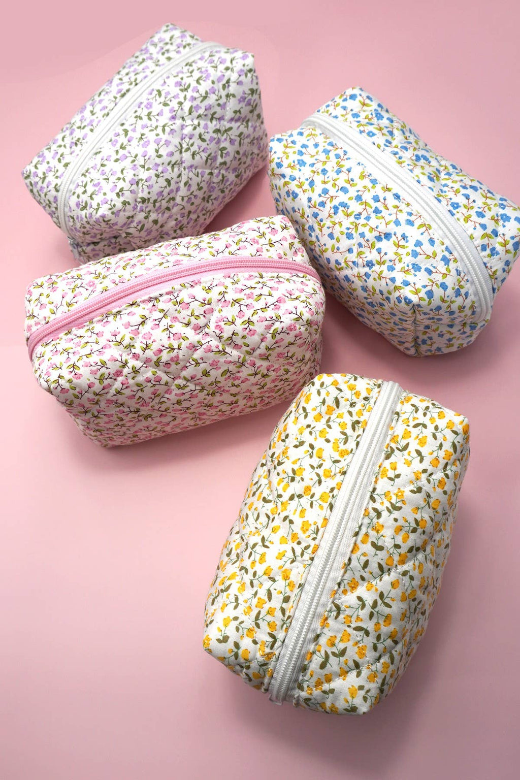 DITSY QUILTED COTTON FLORAL COSMETIC POUCH BAG