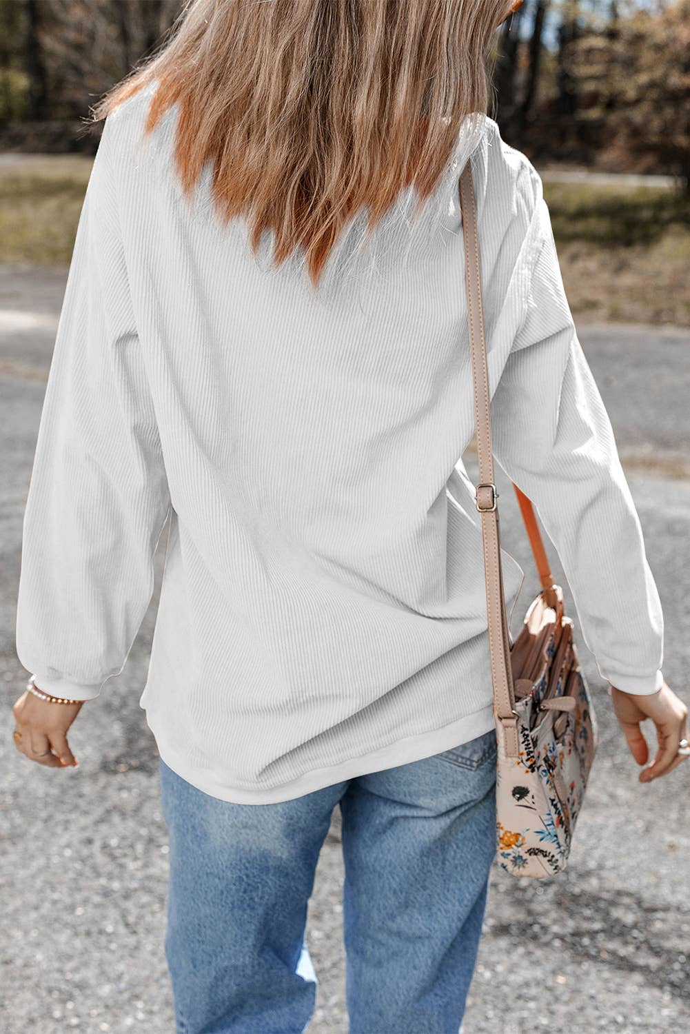 Game Day Oversized Ribbed Sweatshirt with Embroidery