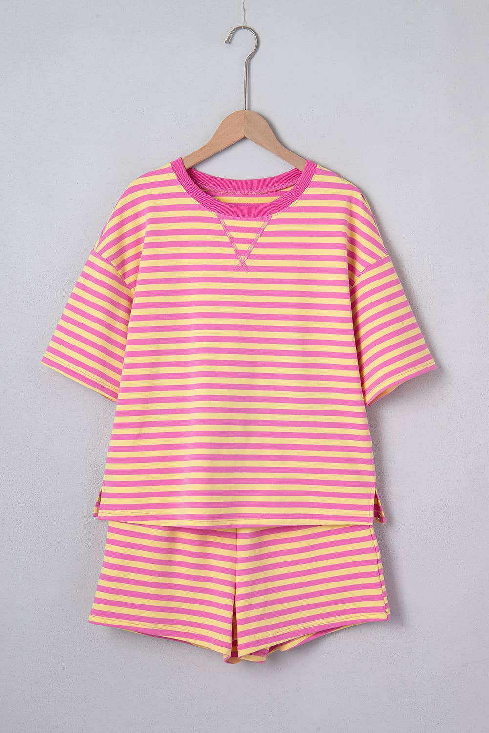 LDC Stripe Drop Shoulder Boxy Casual Terry Short Set