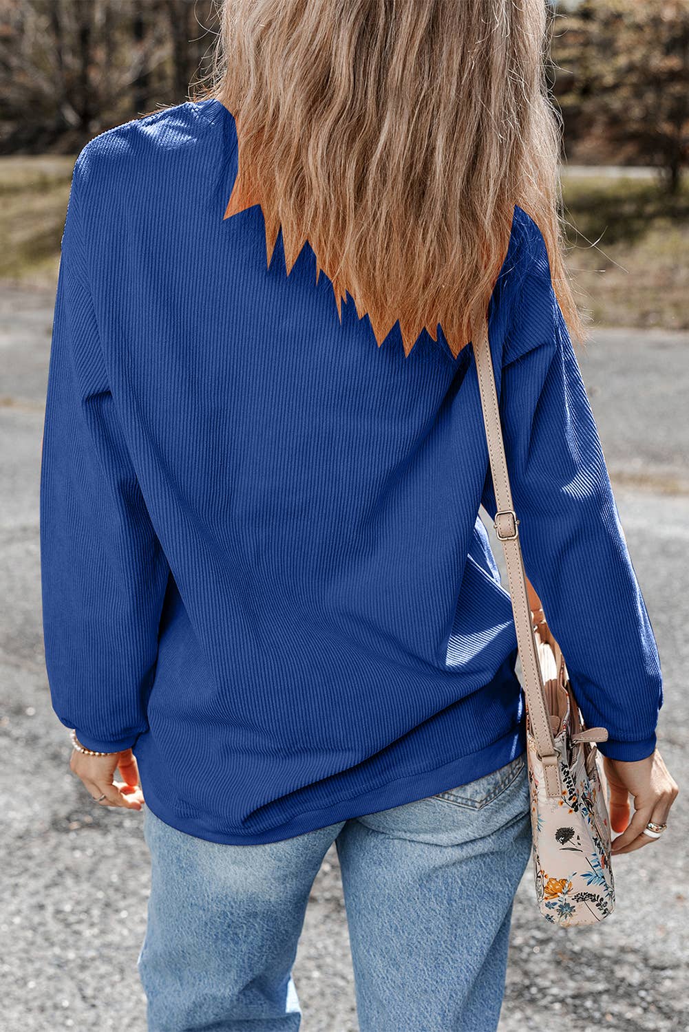 Game Day Oversized Ribbed Sweatshirt with Embroidery