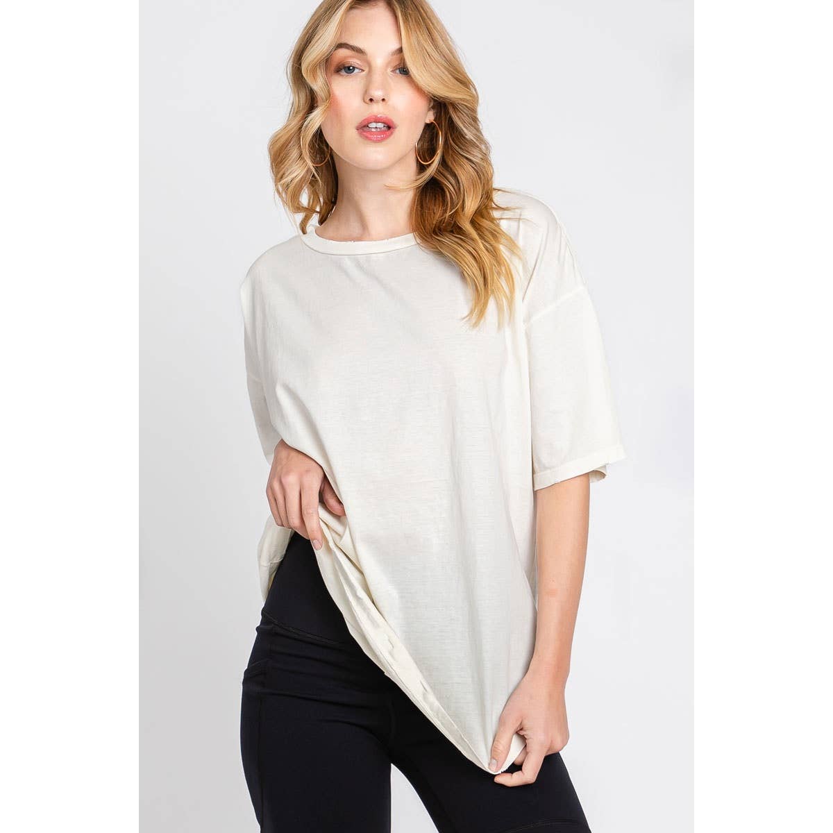 OVERSIZED MINERAL WASHED TEE: MINERAL VINTAGE BLUE / M