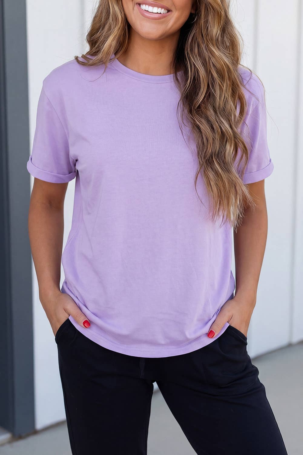 LAS Casual Plain Simple Tee (S-3XL): Light Blue / L