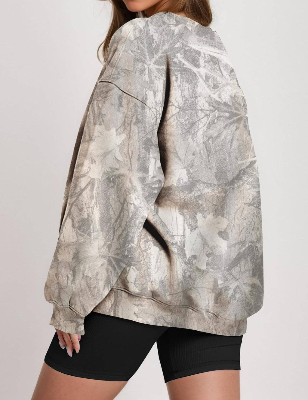 Camo Branch Print Oversized Crewneck Sweatshirt
