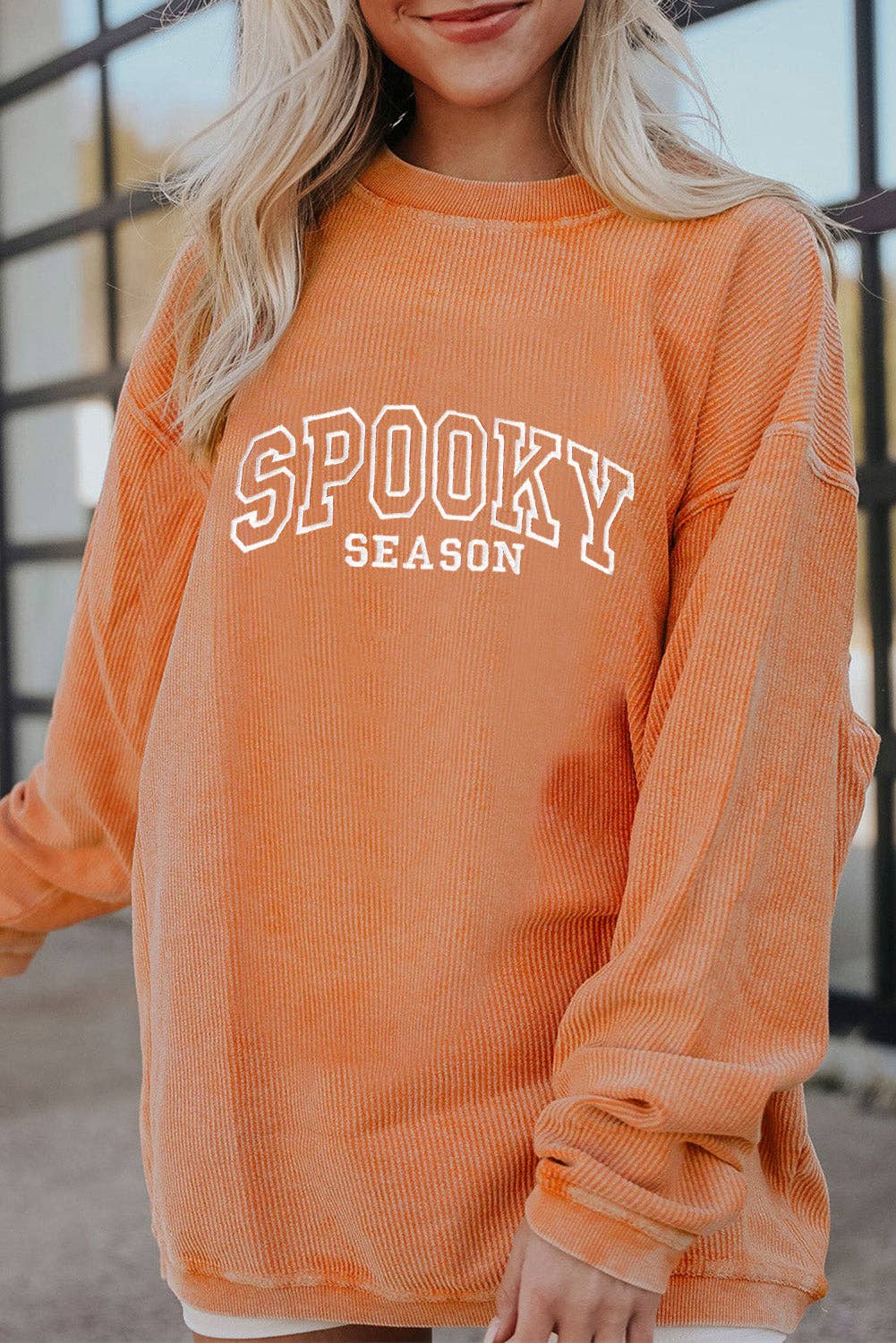 Halloween SPOOKY SEASON Graphic Ribbed Oversized Sweatshirt